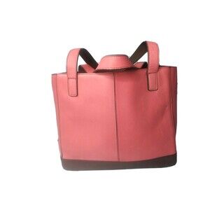 Day-Timer Leather Tote Carry All Small Handbag Pink Ribbon Accent